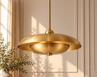 Brass Pendant Light, Mid Century Modern Ceiling Light, Handmade Gold Hanging Lamp, Luxury Kitchen Island Lighting, Dining Room Fixture