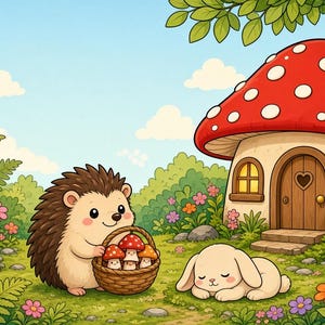 Målarbilder med svamp för vuxna och tonåringar, 40 djärva och enkla söta utskrivbara PDF-bilder med Cottagecore, kawaii målarböcker med skogssvampar för nedladdning bild 2
