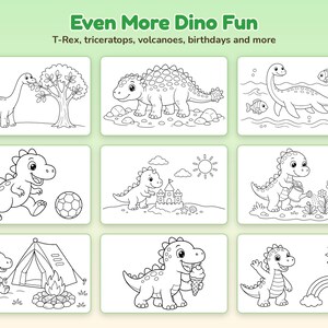 Dinosauriemålarbilder för barn i åldrarna 4-8, 40 utskrivbara söta dinosaurier i PDF-format, enkel och rolig aktivitetsbok för nedladdning, födelsedagsfestgåvor bild 4