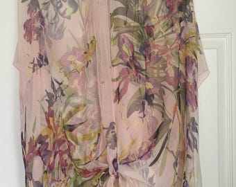 Boho Floral Kimono: Sheer Pink Duster - Bridal Cover-Up