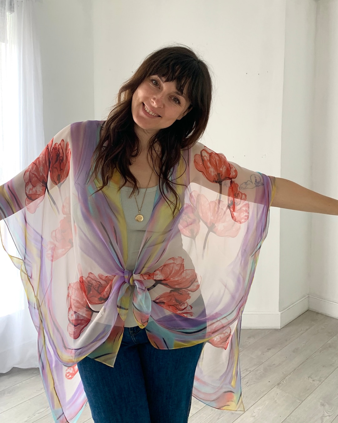 Bohemian Floral Caftan Dress - Beach Coverup & Loungewear For Women