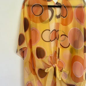 Bohemian Kimono, Yellow, Orange and Brown Kimono Bathing Suit Cover Up, Bridal Shawl, Boho Beach Duster, Sheer Festival Wrap