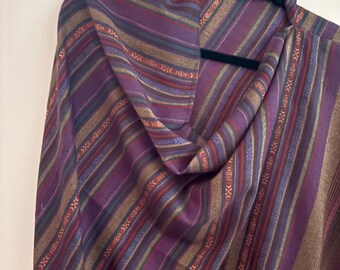 Bohemian Draped Shawl - Eggplant and Taupe Southwest Pashmina Reversible Poncho Shawl Scarf Cover Up