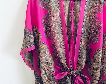 Boho Pink Paisley Kimono: Sheer Festival Wrap