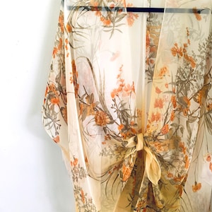 Floral Boho Kimono: Sheer Gelb Duster, Strand Cover-Up