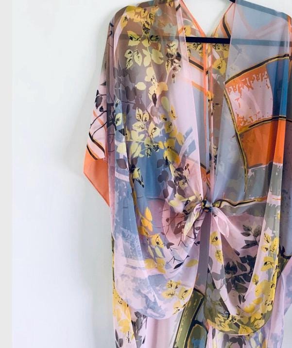 YouKD Abito da donna in pizzo trasparente, stile boho, kimono, spiaggia, copricostume da bagno, Nero , Etichettalia unica