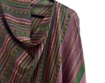 Bohemian Draped Shawl - Purple ans Green Southwest Pashmina Reversible Poncho Shawl Scarf Cover Up
