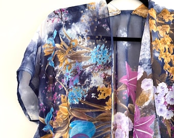 Boho Floral Cropped Kimono: Sheer Bridal Shawl