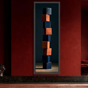 Modern Geometric Cube Stack Canvas, Abstract Minimalist Wall Art, Contemporary Home Decor