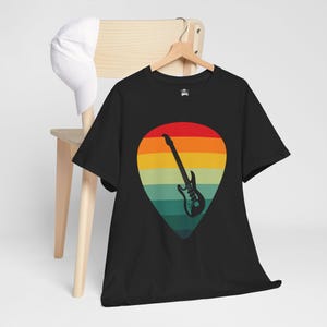 Retro Guitar Unisex Heavy Cotton Tee, Vintage Guitar Pick Design, Music Lover Shirt, Rock n Roll Gift, Music Festival Apparel