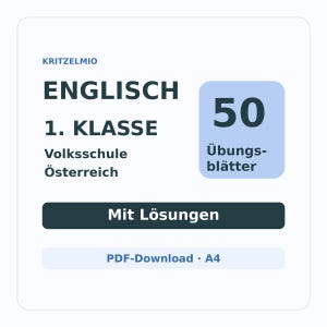 Inglés para primer grado de primaria en Austria: 50 hojas de trabajo para escuchar, hablar y aprender de forma lúdica (PDF).