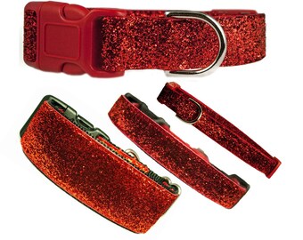 Red Sparkly Glitter Dog Collar