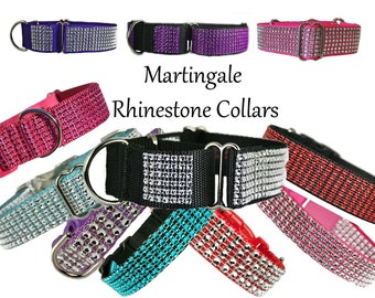 Rhinestone 1.5" MARTINGALE No Buckle Dog Collar | Bling Martingale Collar