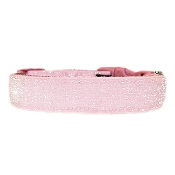 Pale Pink Glitter 3/8", 5/8" & 3/4" Dog Collar | Sparkle Pink Dog Collar | Dog Bling