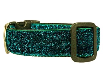 Turquoise Blue Glitter Dog Collar | Sparkle Dog Collar