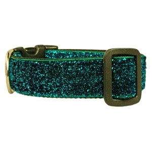 Turquoise Blue Glitter Dog Collar Sparkle Dog Collar image 1