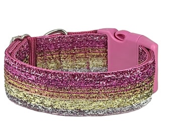 Ombré Pink Glitter | Sparkle Dog Collar | Bling Collar