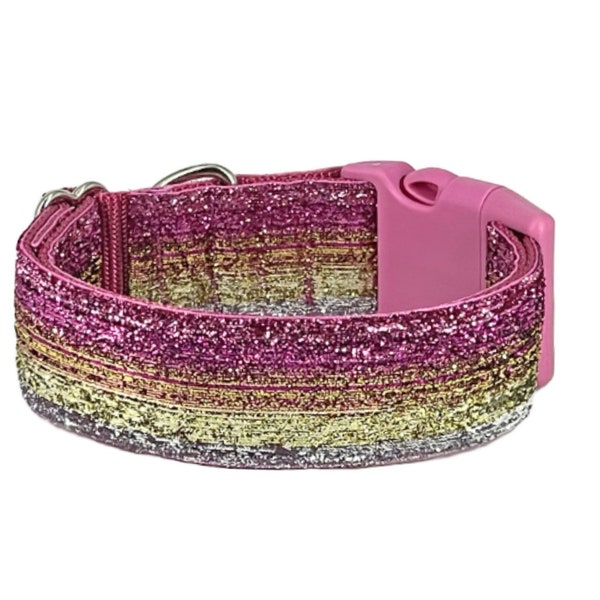 Ombré Pink Glitter | Sparkle Dog Collar | Bling Collar