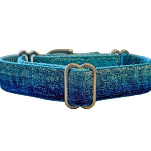 Ombré 1&quot; [Blue] GLITTER MARTINGALE Dog Collar