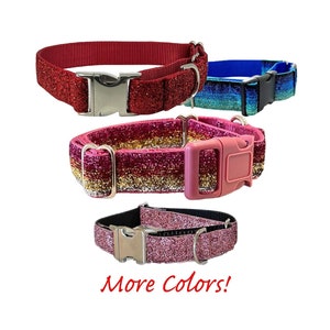 10+ Colors GLITTER 1.5&quot; BUCKLE MARTINGALE Dog Collar