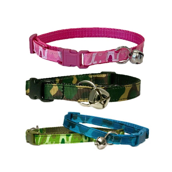 Camouflage 3/8" Dog or Cat | Blue, Green, Brown/Green or Pink Collar