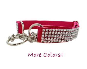 Rhinestone 1' Chain Martingale | Bling Check Chain Collar