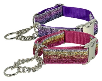 GLITTER 1" MARTINGALE w/Buckle and Chain Loop | More Colors!