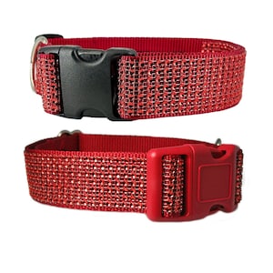 Red Rhinestone 5/8" - 1.5" Red Bling Dog Collar