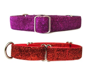 10+ Colors GLITTER 1" MARTINGALE Dog Collar