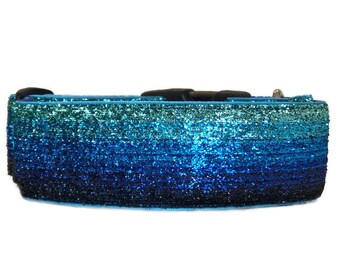 Ombré Green/Blue/Black 1.5" Glitter Dog Collar