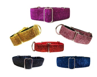 10+ Colors GLITTER 1.5" MARTINGALE Dog Collar