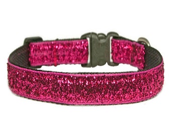 Fuchsia Glitter Dog Collar | Shocking Pink Dog Collar