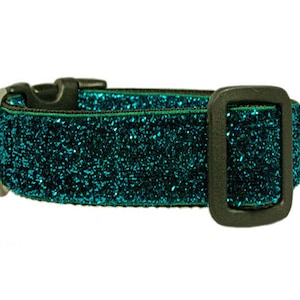 Turquoise Blue Glitter Dog Collar Sparkle Dog Collar image 2