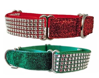 Rhinestone & Glitter 1" or 1.5" Martingale Dog Collar