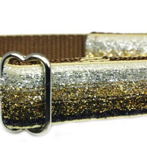 8 Colors Ombré GLITTER 1 MARTINGALE Dog Collar Brown+Brown+Silver