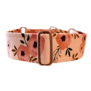 Pink Floral 1.5" Martingale or Buckle Dog Collar
