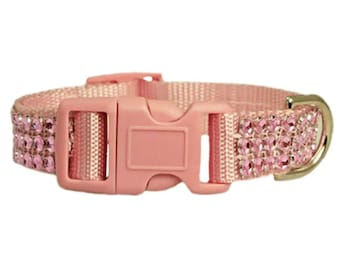 Pink Rhinestone 5/8" - 1.5" Dog Collar