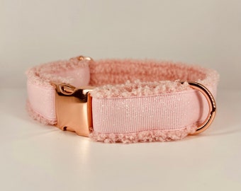 COMFORT TEDDY Plush Pink Sherpa Dog Collar * Winter Warm Super Soft Dog Collar