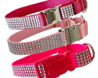The Pinks 2,5 cm X-tra Strass Bling Spänne Martingale Hundhalsband: Handgjord Främre Kontrollögla