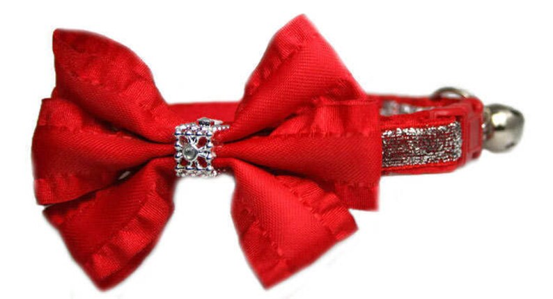 Swank BELLA BOW Small Dog or Cat Collar Accessory Red