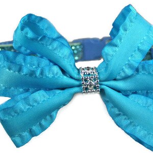 Swank BELLA BOW Small Dog or Cat Collar Accessory Turquoise