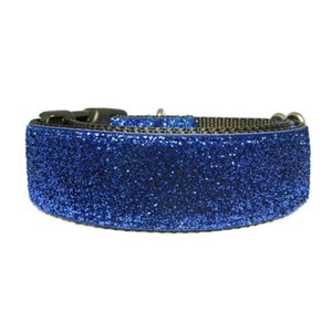 Royal Blue GLITTER Dog Collar 5/8&quot;, 3/4&quot;, 1&quot;, or 1.5&quot;  | Sparkle Dog Collar