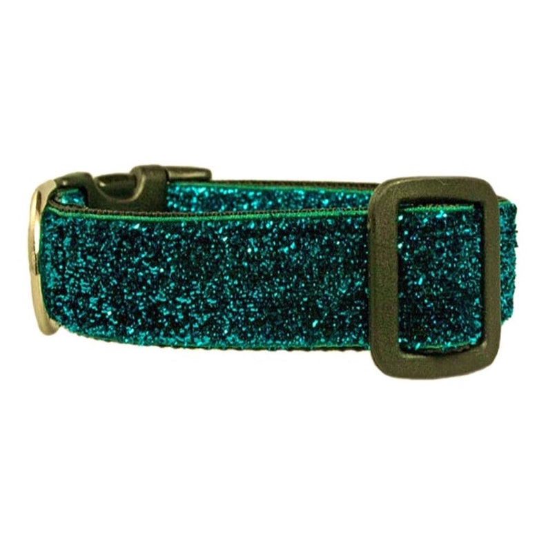 Turquoise Blue Glitter Dog Collar Sparkle Dog Collar image 1