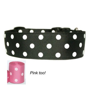 Collier pour chien à pois de 1,5 po. | Collier à pois noirs ou roses