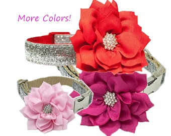 Bling Poinsettia Flower | Dog Collar Flower | Red, Turquoise, Yellow, Purple, Peach, Orange, Hot Pink or Pink Flower