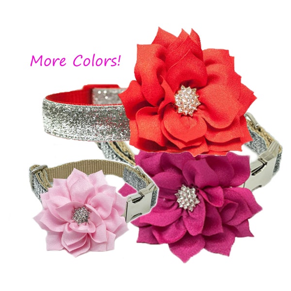 Bling Poinsettia Flower | Dog Collar Flower | Red, Turquoise, Yellow, Purple, Peach, Orange, Hot Pink or Pink Flower