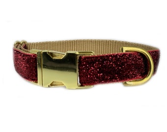 Burgundy Glitter 1" Dog Collar | Chic Sparkle Dog Collar