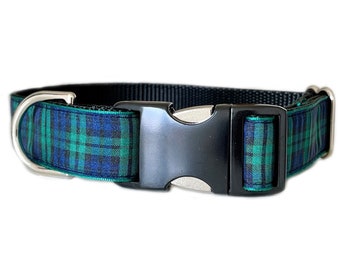 Collare per cani Black Watch Tartan; sgancio rapido o Martingala, 1" scozzese