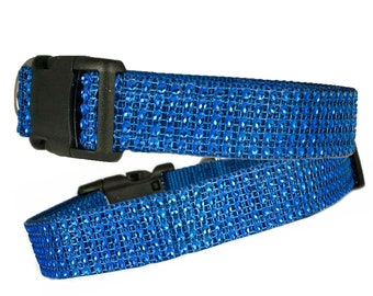 Royal Blue Rhinestone 5/8" - 1.5" Bling Dog Collar