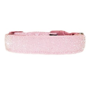 Pale Pink Glitter 3/8&quot;, 5/8&quot; & 3/4&quot; Dog Collar | Sparkle Pink Dog Collar | Dog Bling
